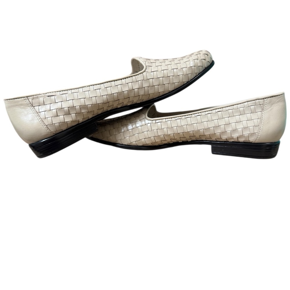 Trotters Liz Bone Beige Basket Woven Leather Loafers Casual Shoes Womens Size 8N - Picture 6 of 12